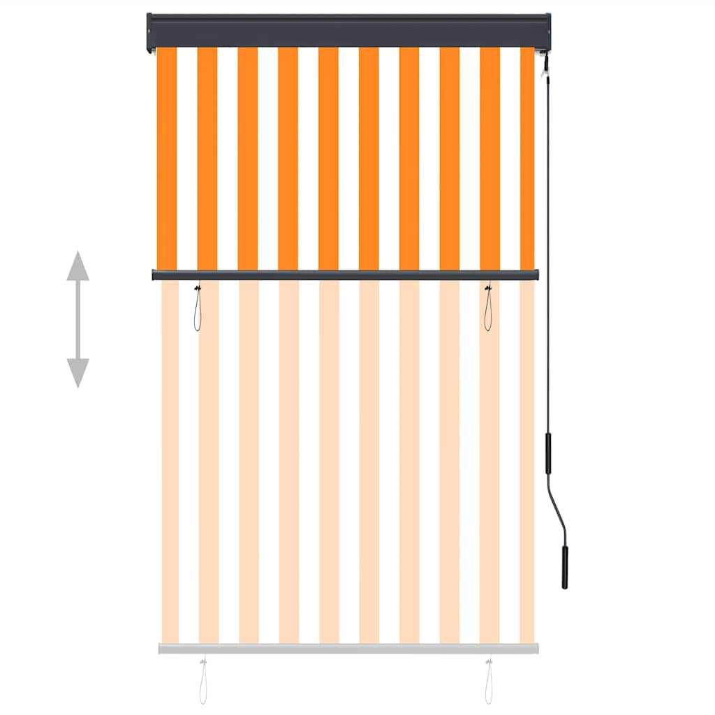 Utendørs rullegardin 100x250 cm hvit og oransje vidaXL