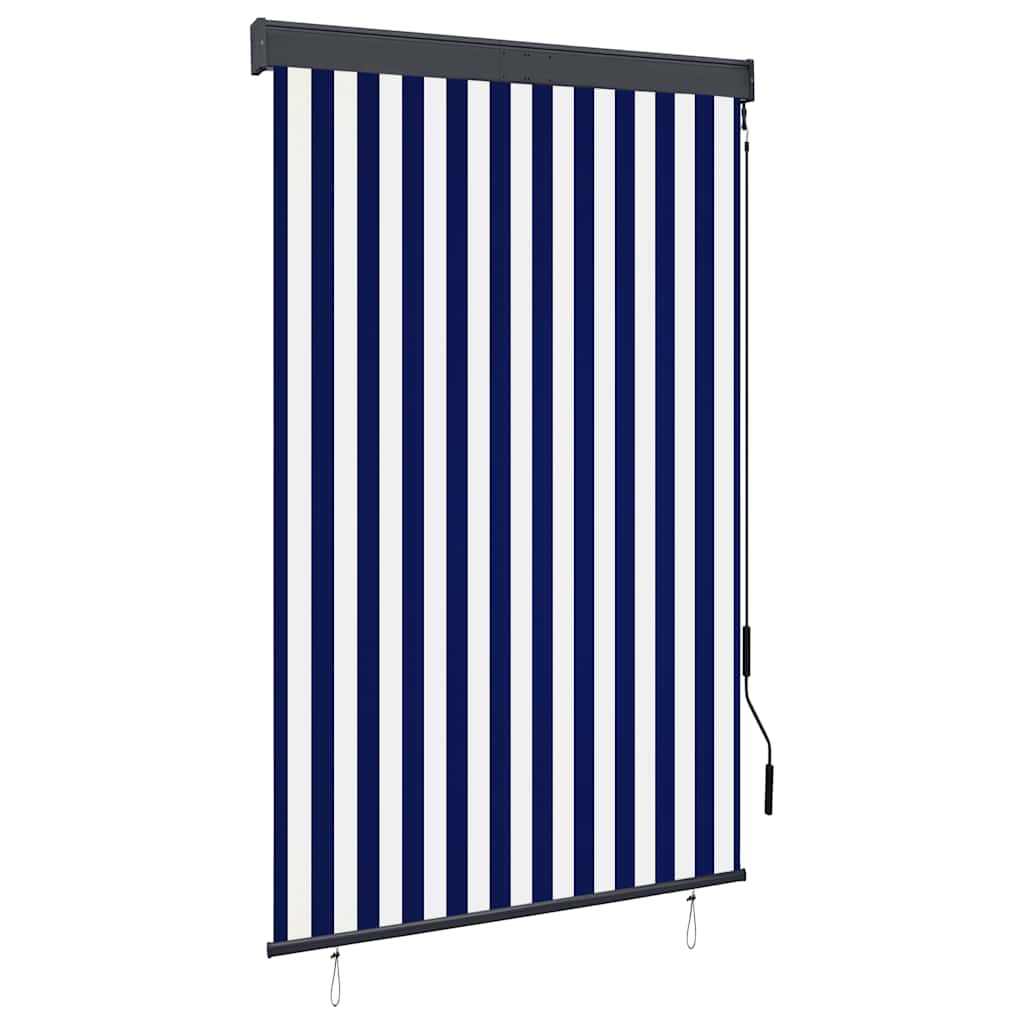 Utendørs rullegardin 120x250 cm blå og hvit vidaXL