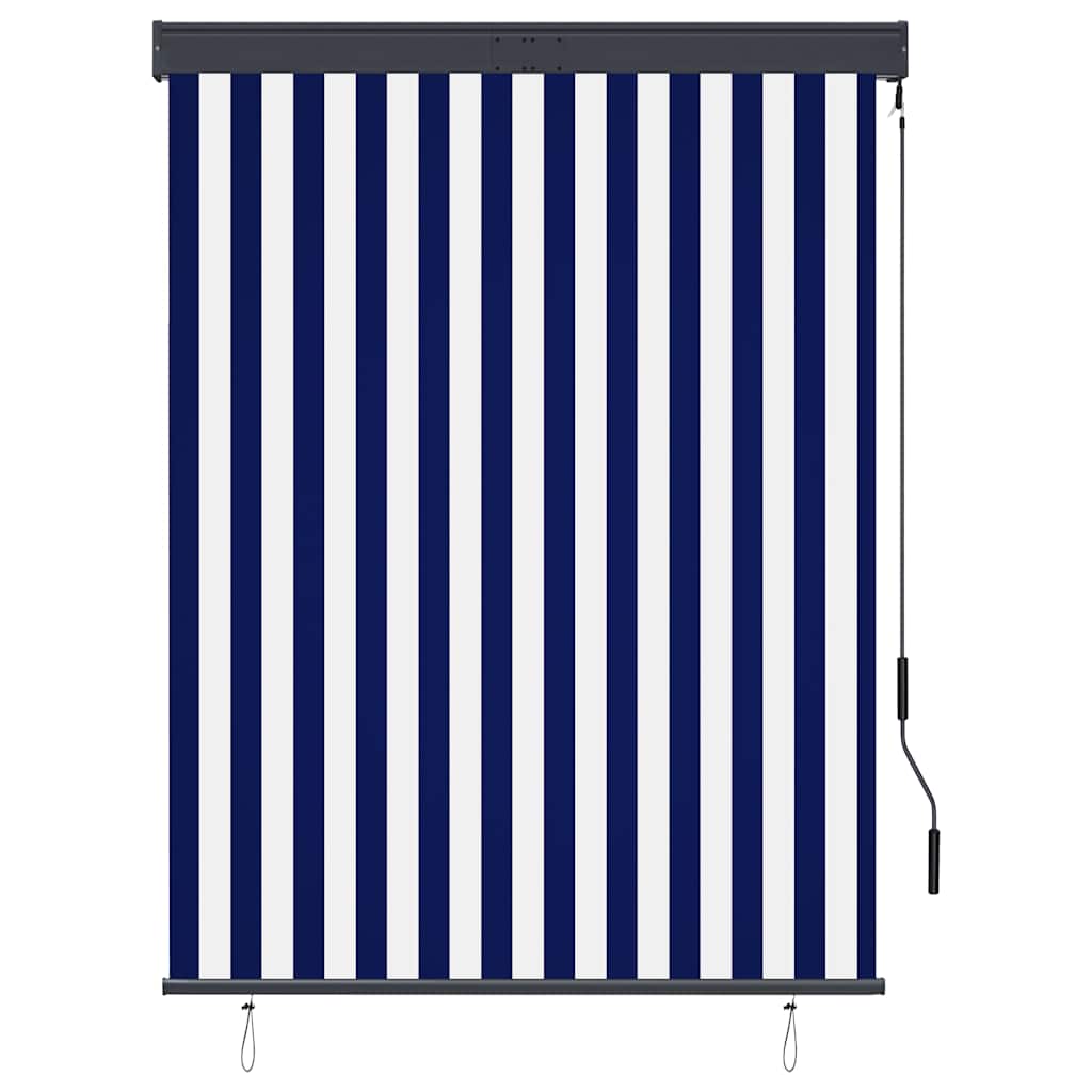 Utendørs rullegardin 120x250 cm blå og hvit vidaXL