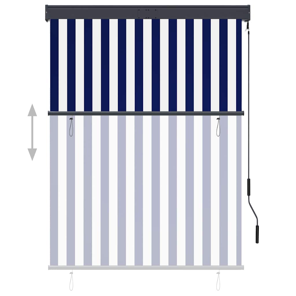 Utendørs rullegardin 120x250 cm blå og hvit vidaXL