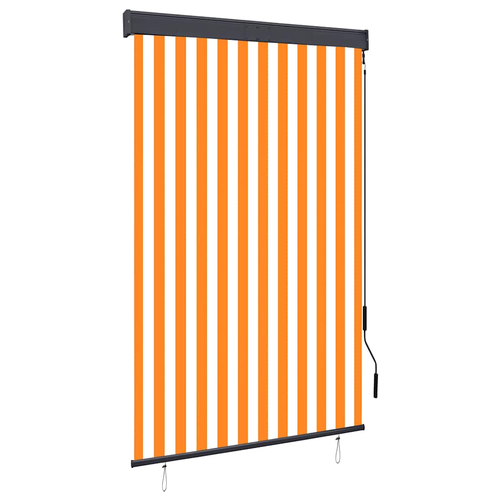 Utendørs rullegardin 120x250 cm hvit og oransje vidaXL
