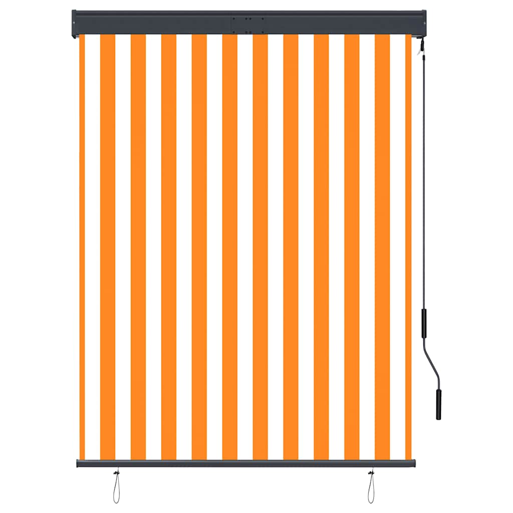 Utendørs rullegardin 120x250 cm hvit og oransje vidaXL