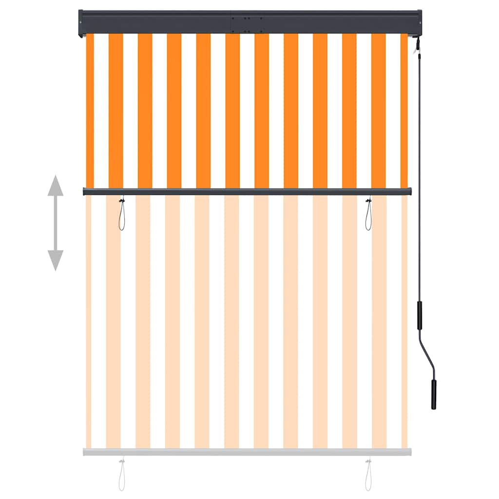 Utendørs rullegardin 120x250 cm hvit og oransje vidaXL