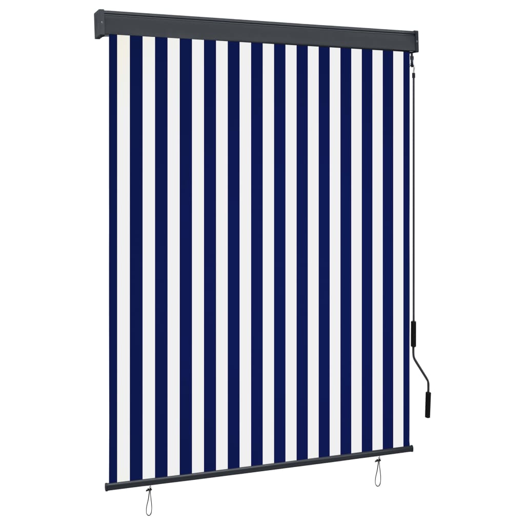 Utendørs rullegardin 140x250 cm blå og hvit