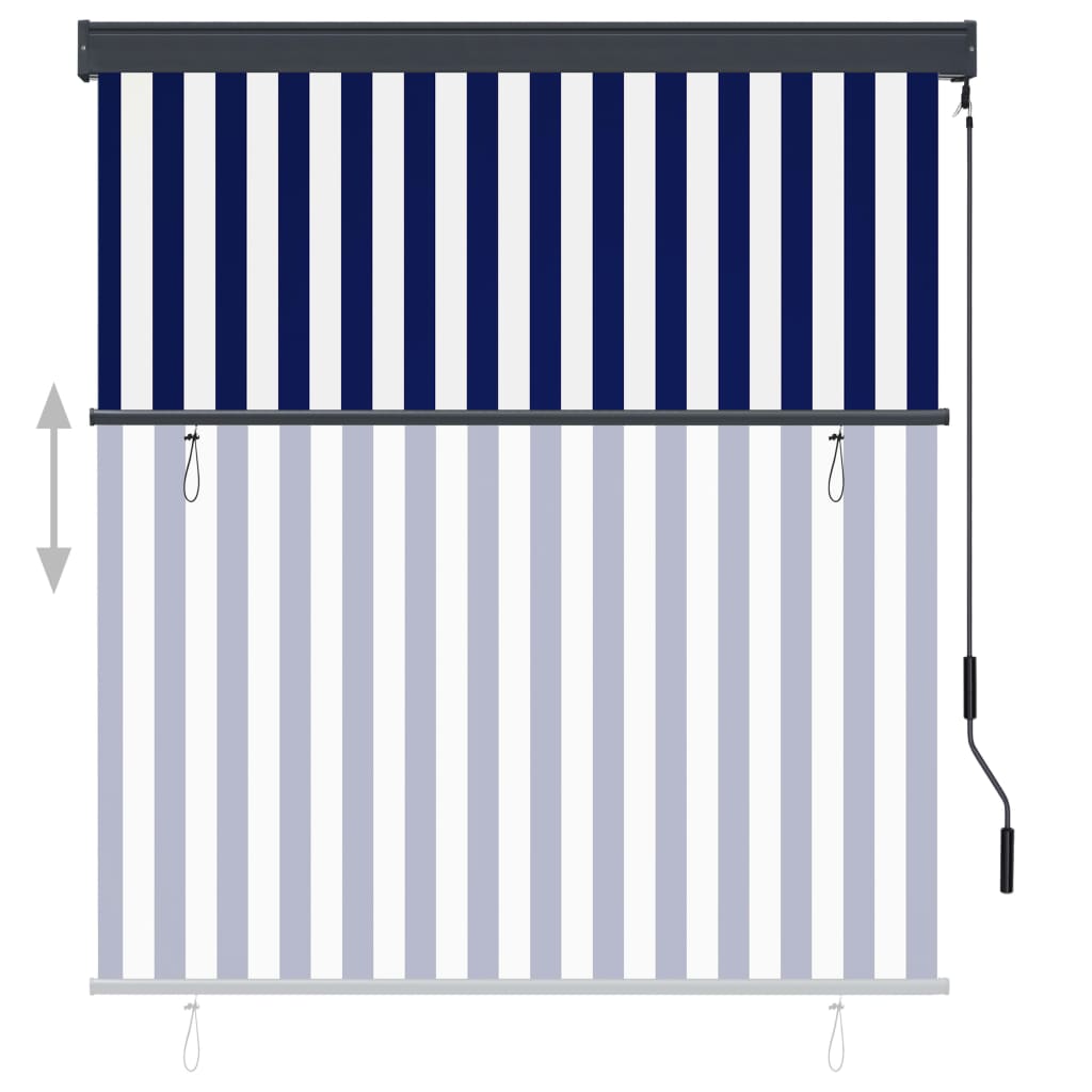 Utendørs rullegardin 140x250 cm blå og hvit