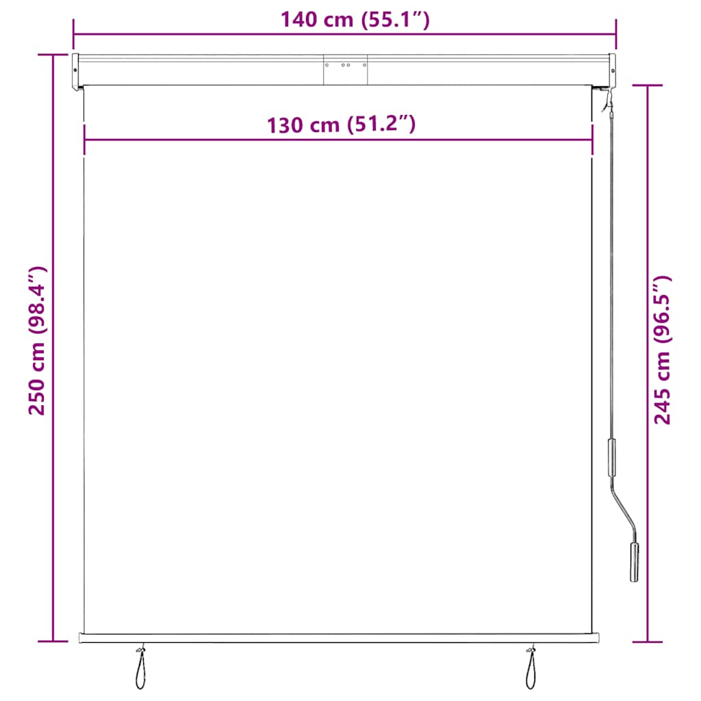 Utendørs rullegardin 140x250 cm gul og blå vidaXL