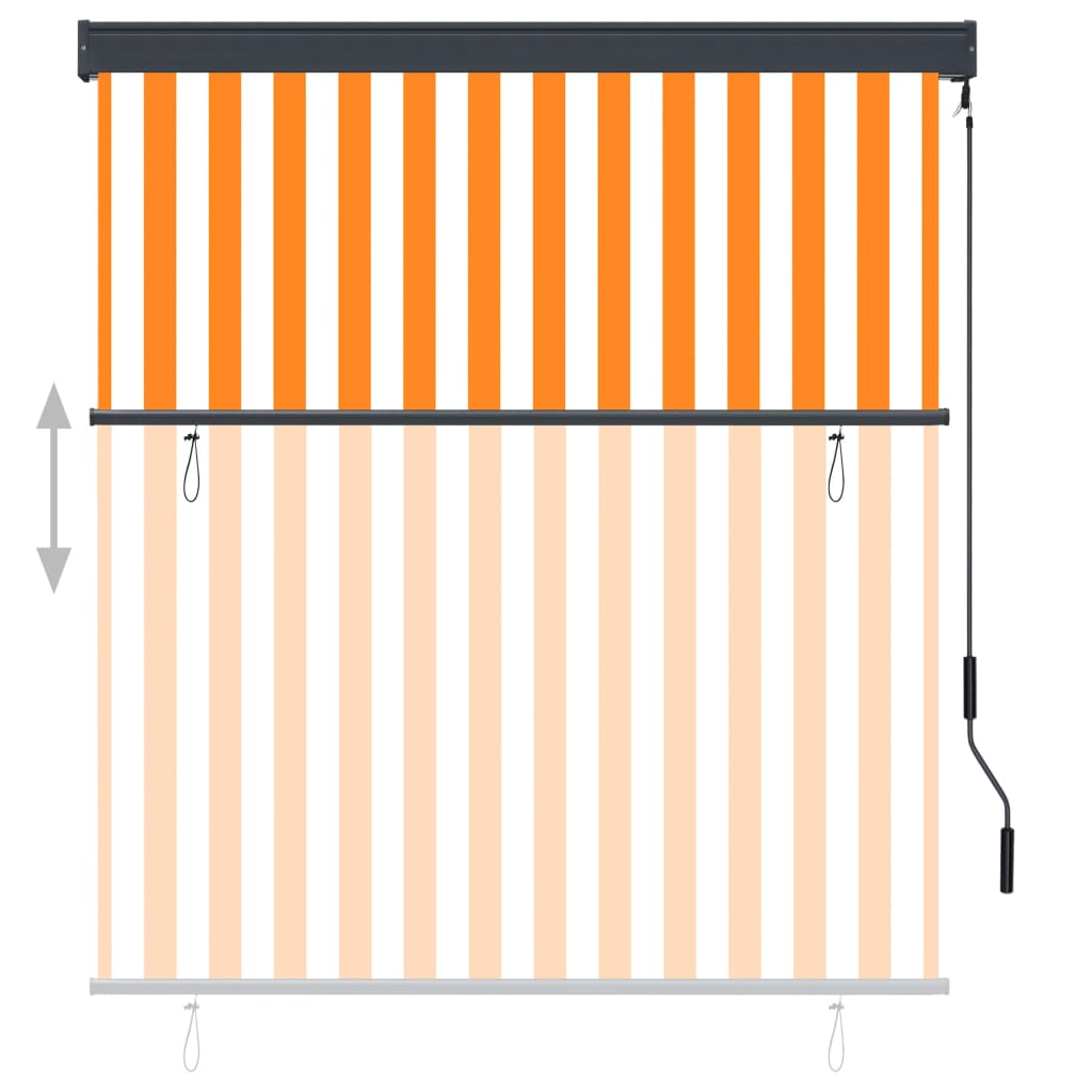 Utendørs rullegardin 140x250 cm hvit og oransje