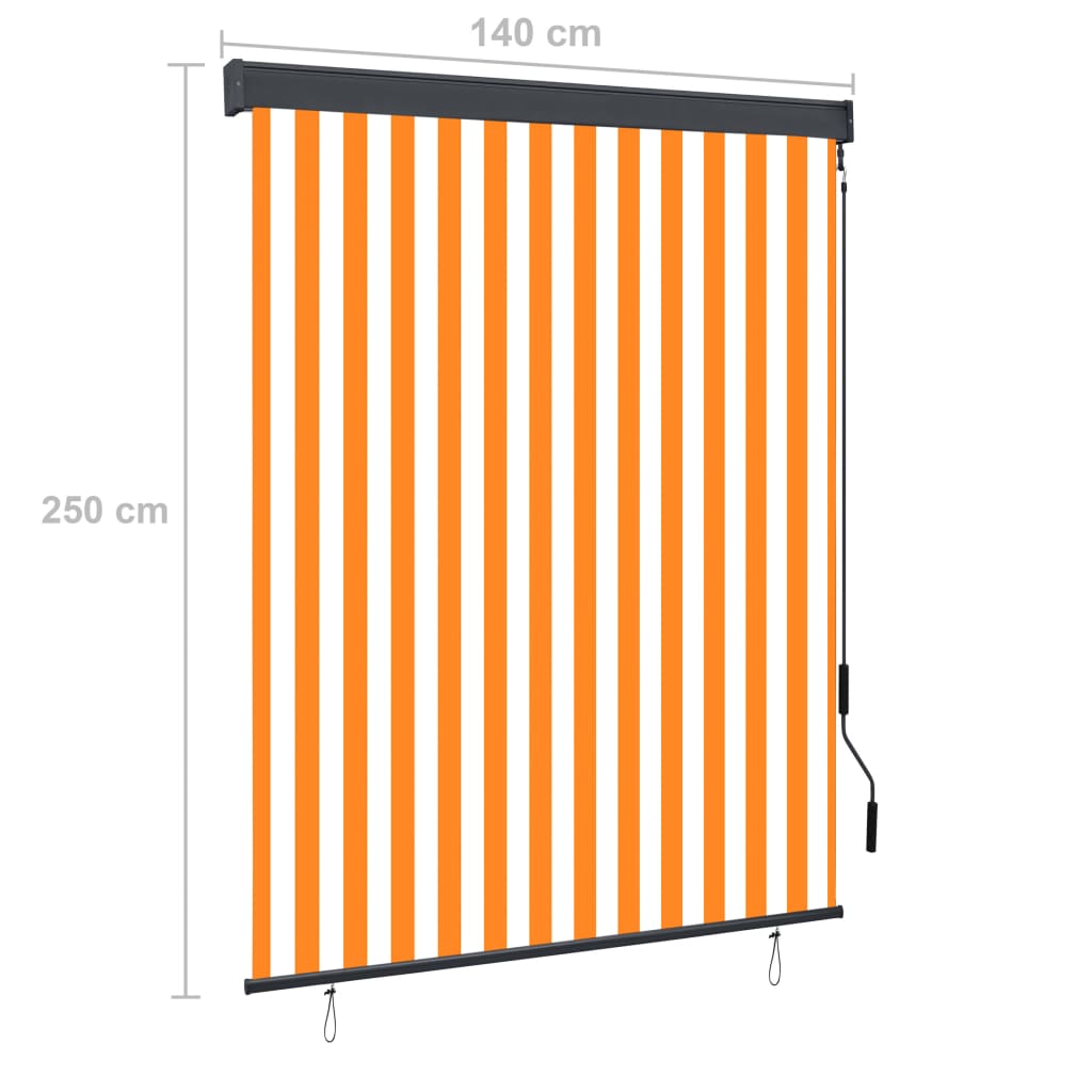 Utendørs rullegardin 140x250 cm hvit og oransje