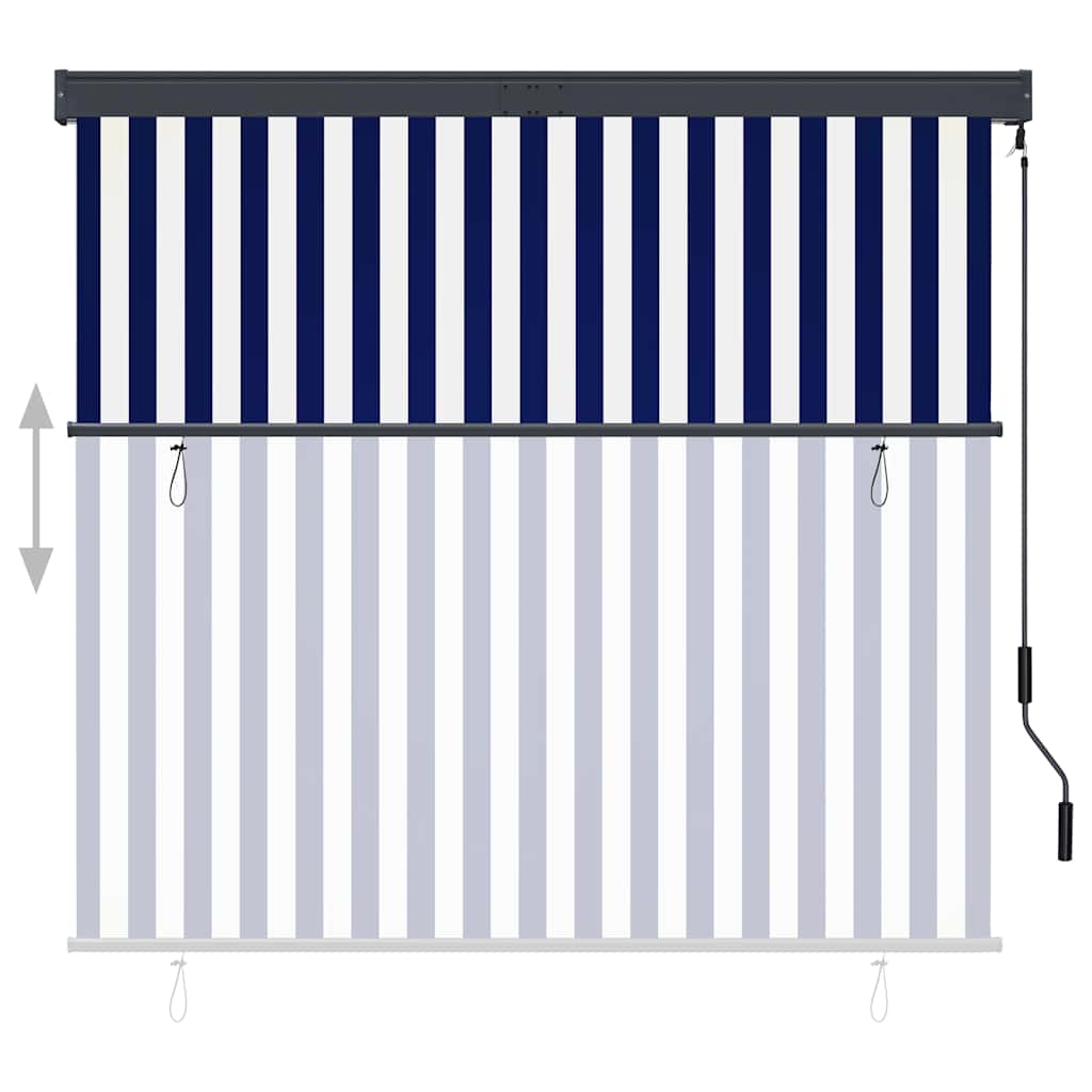 Utendørs rullegardin 160x250 cm blå og hvit