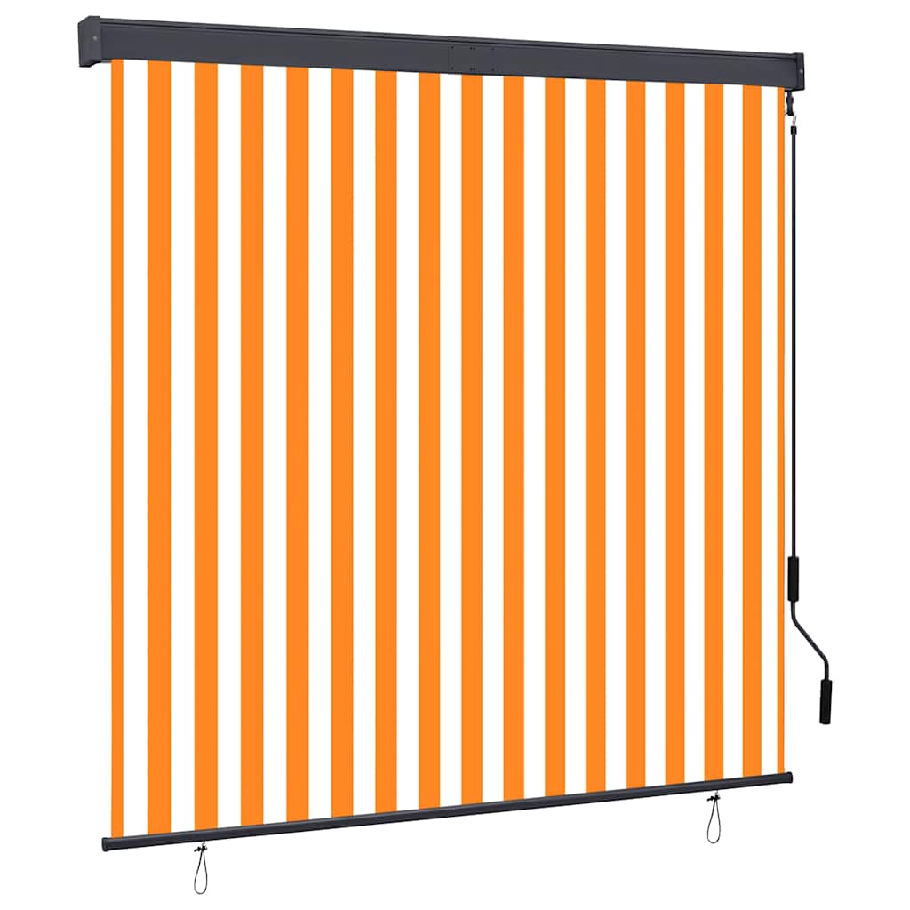 Utendørs rullegardin 160x250 cm hvit og oransje vidaXL
