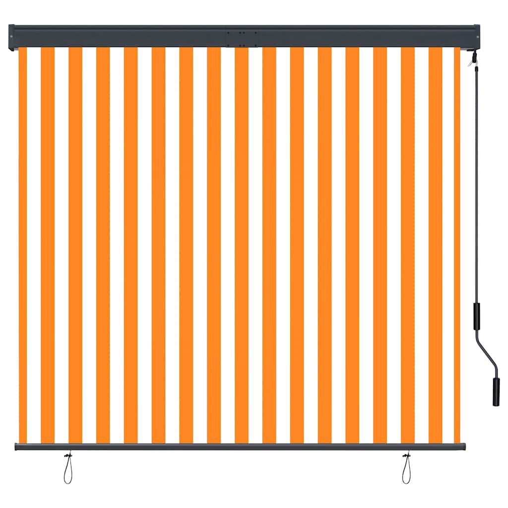 Utendørs rullegardin 160x250 cm hvit og oransje vidaXL