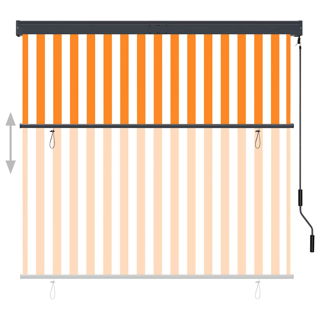 Utendørs rullegardin 160x250 cm hvit og oransje vidaXL