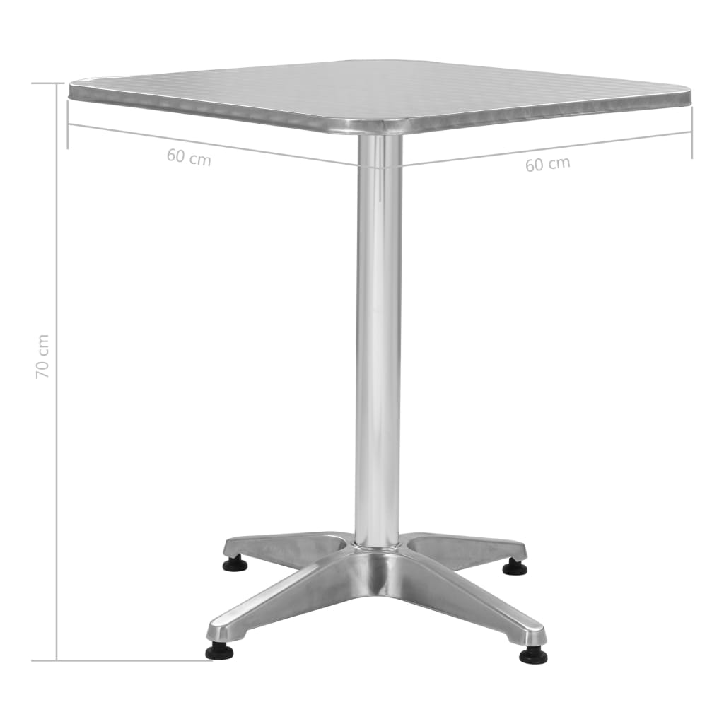 Hagebord sølv 60x60x70 cm aluminium