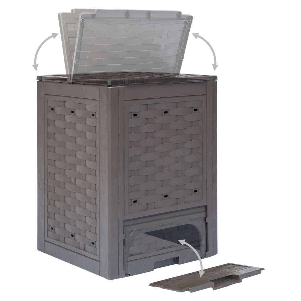 Kompostkasser 2 stk brun 60x60x83 cm 600 L plast rotting