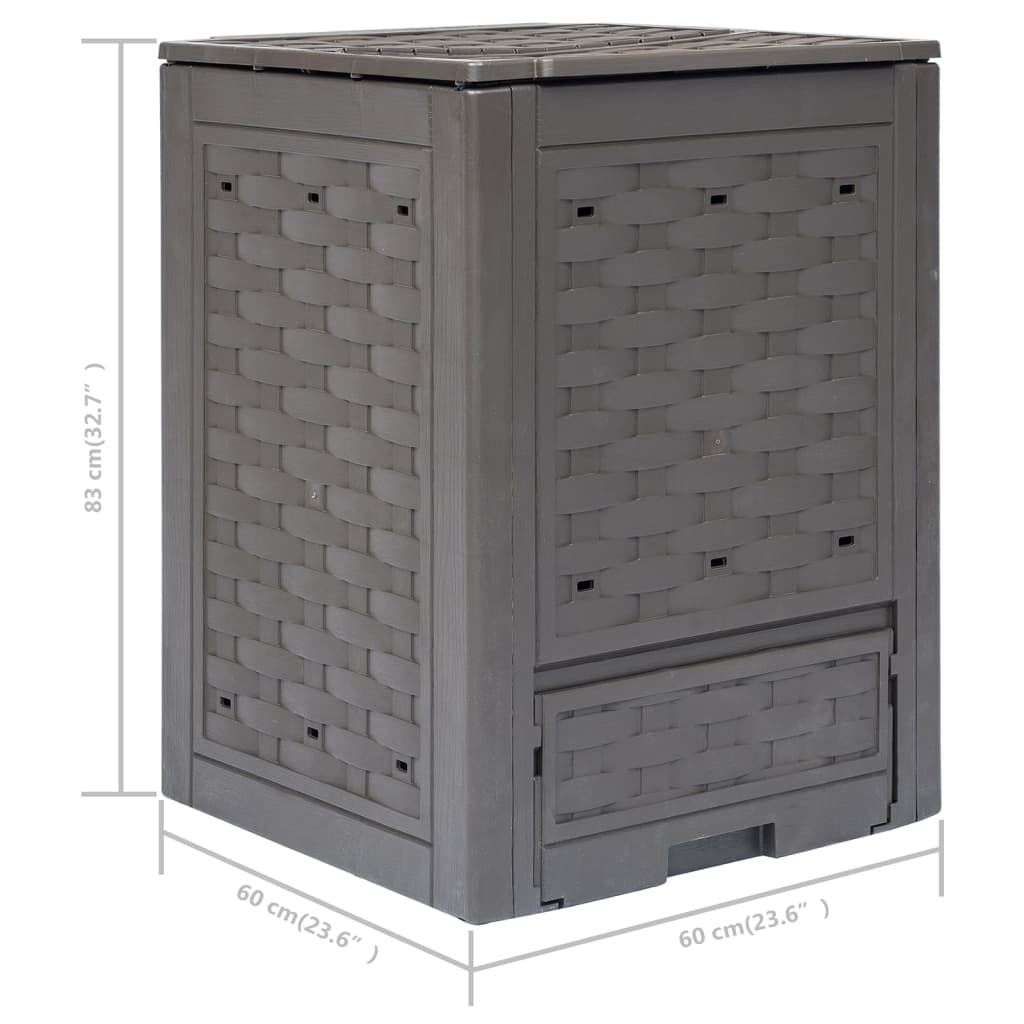 Kompostkasser 2 stk brun 60x60x83 cm 600 L plast rotting
