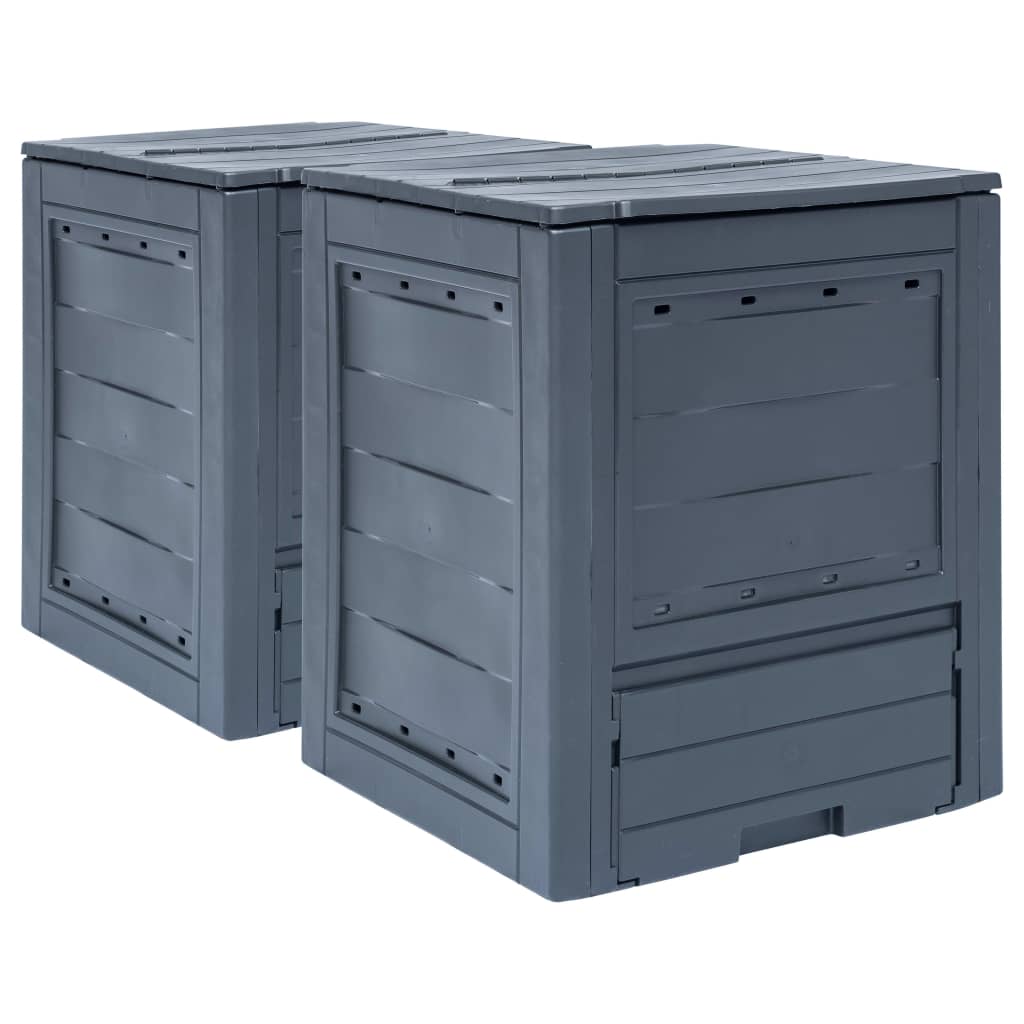 Kompostkasser 2 stk grå 60x60x73 cm 520 L vidaXL