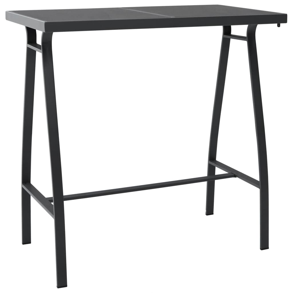 Barbord til hage svart 110x60x110 cm herdet glass
