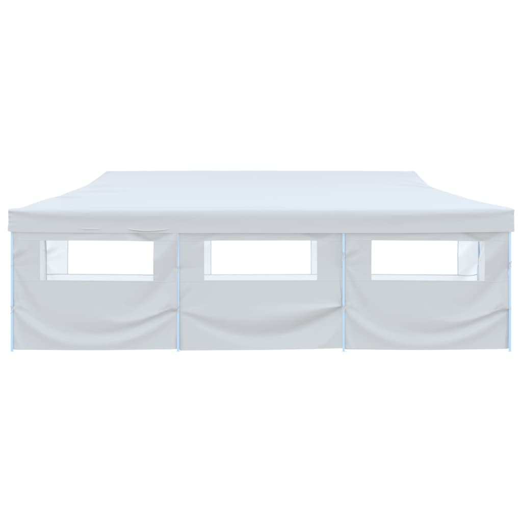 Sammenleggbart festtelt popup med 8 sidevegger 3x9 m hvit