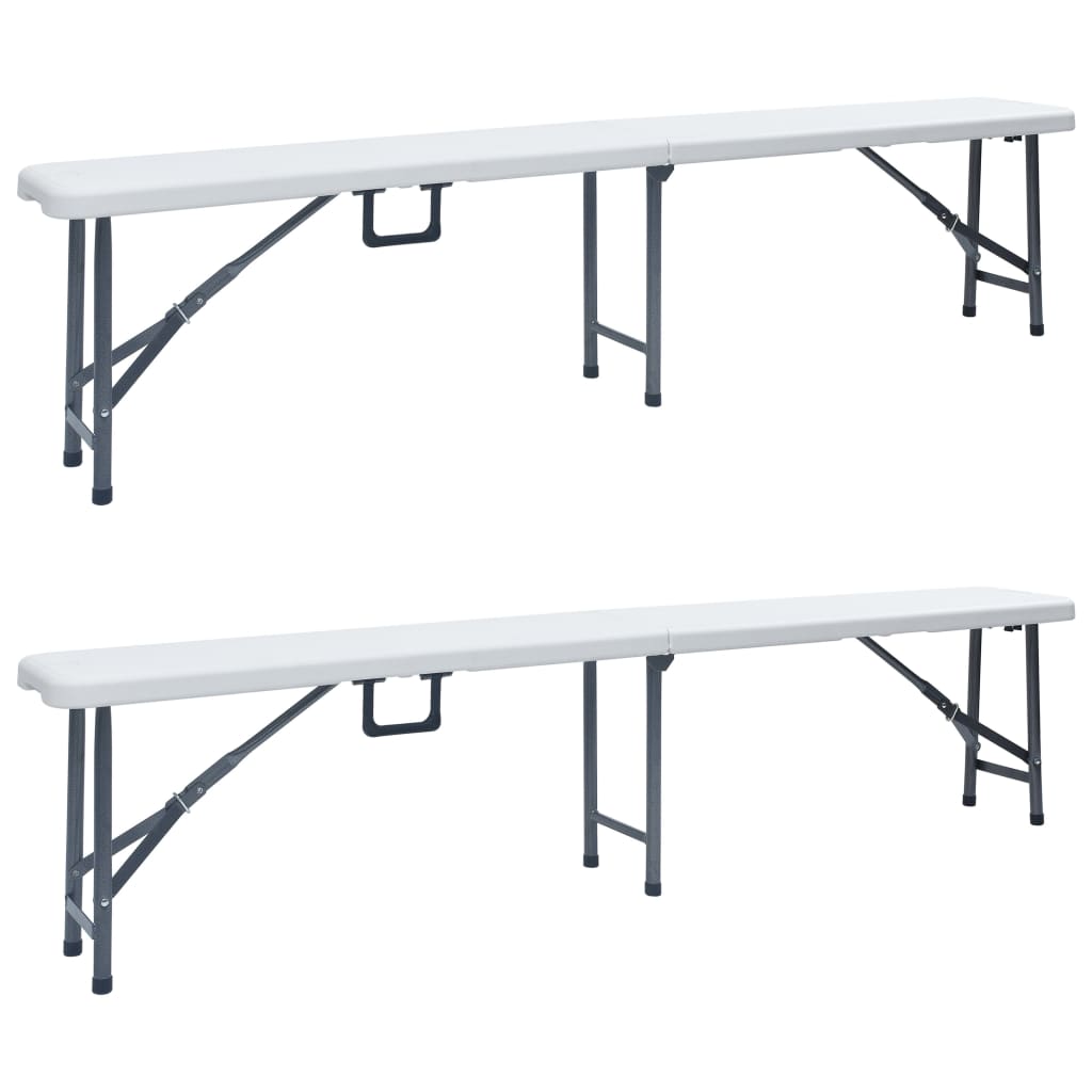 Sammenleggbare hagebenker 2 stk 180 cm HDPE hvit