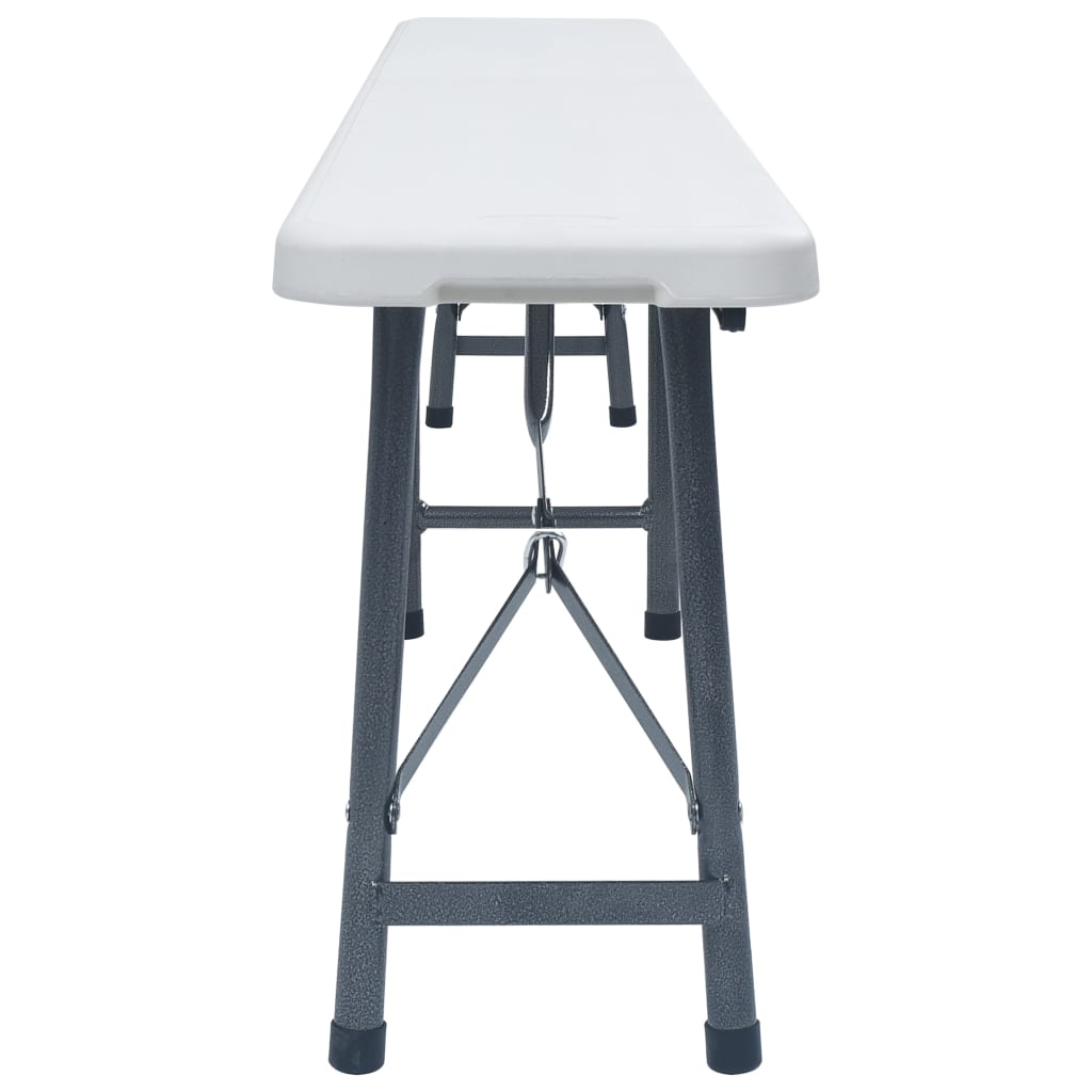 Sammenleggbare hagebenker 2 stk 180 cm HDPE hvit