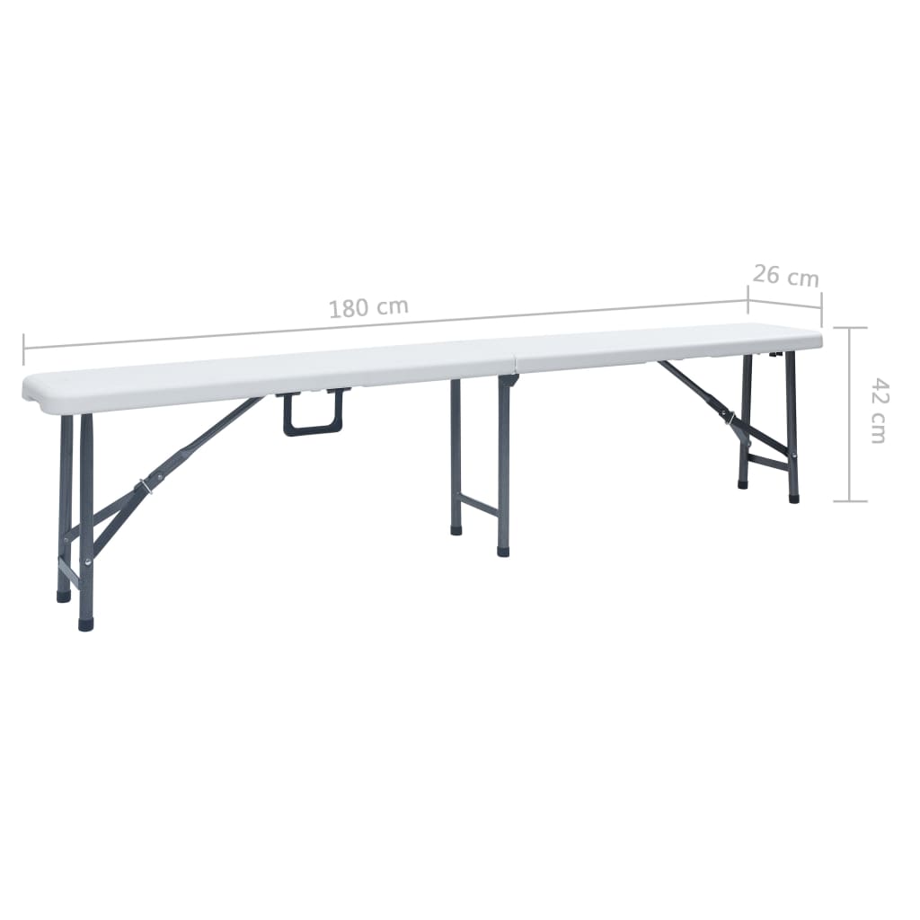 Sammenleggbare hagebenker 2 stk 180 cm HDPE hvit