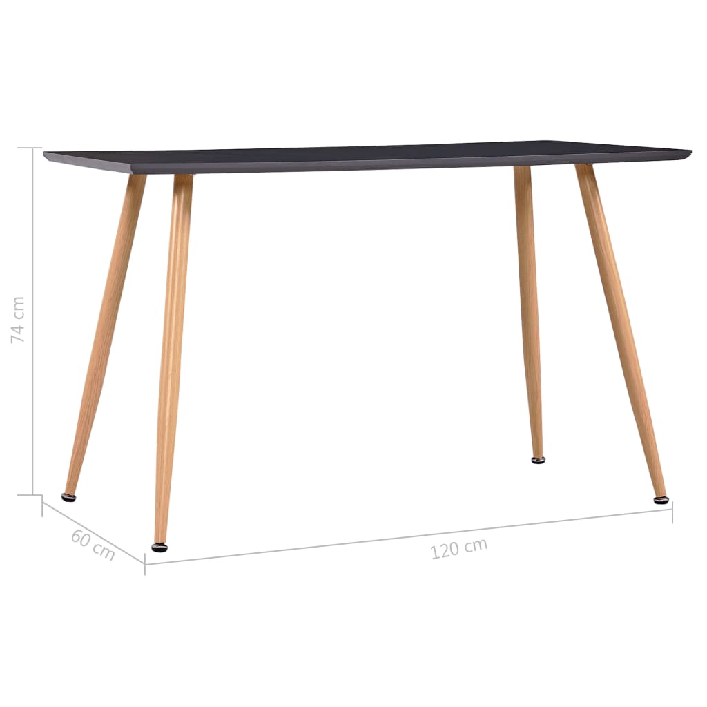 Spisebord grå og eik 120x60x74 cm MDF vidaXL
