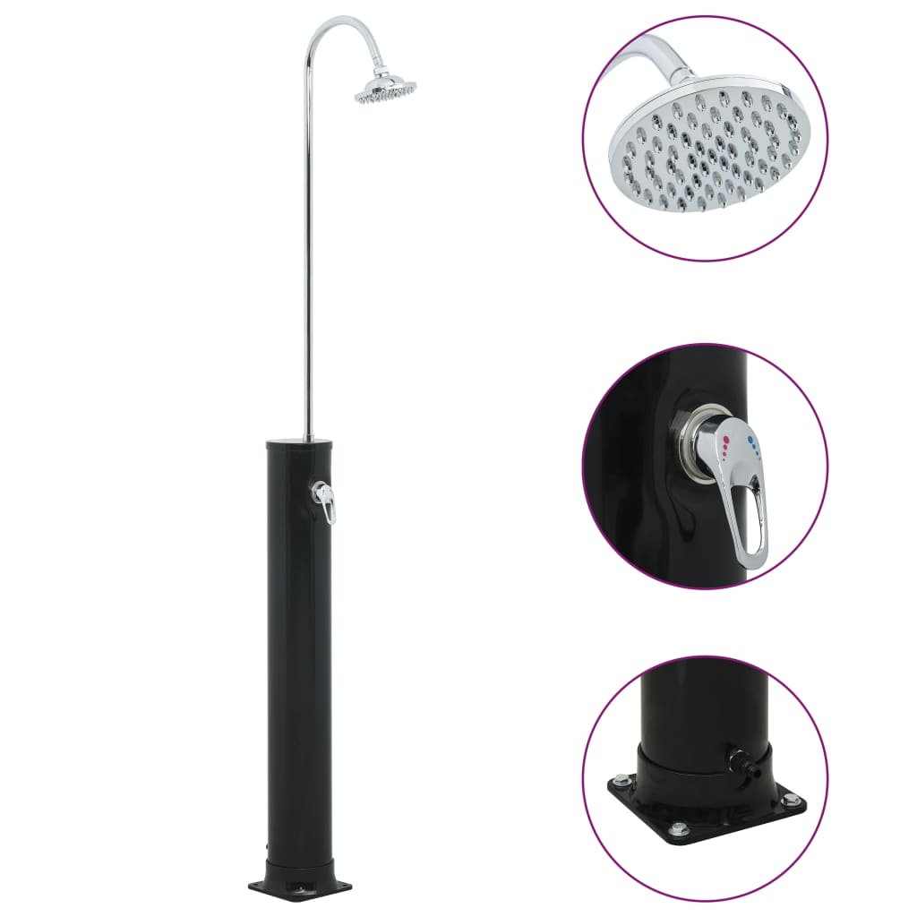 Soloppvarmet dusj svart 214 cm 20 L