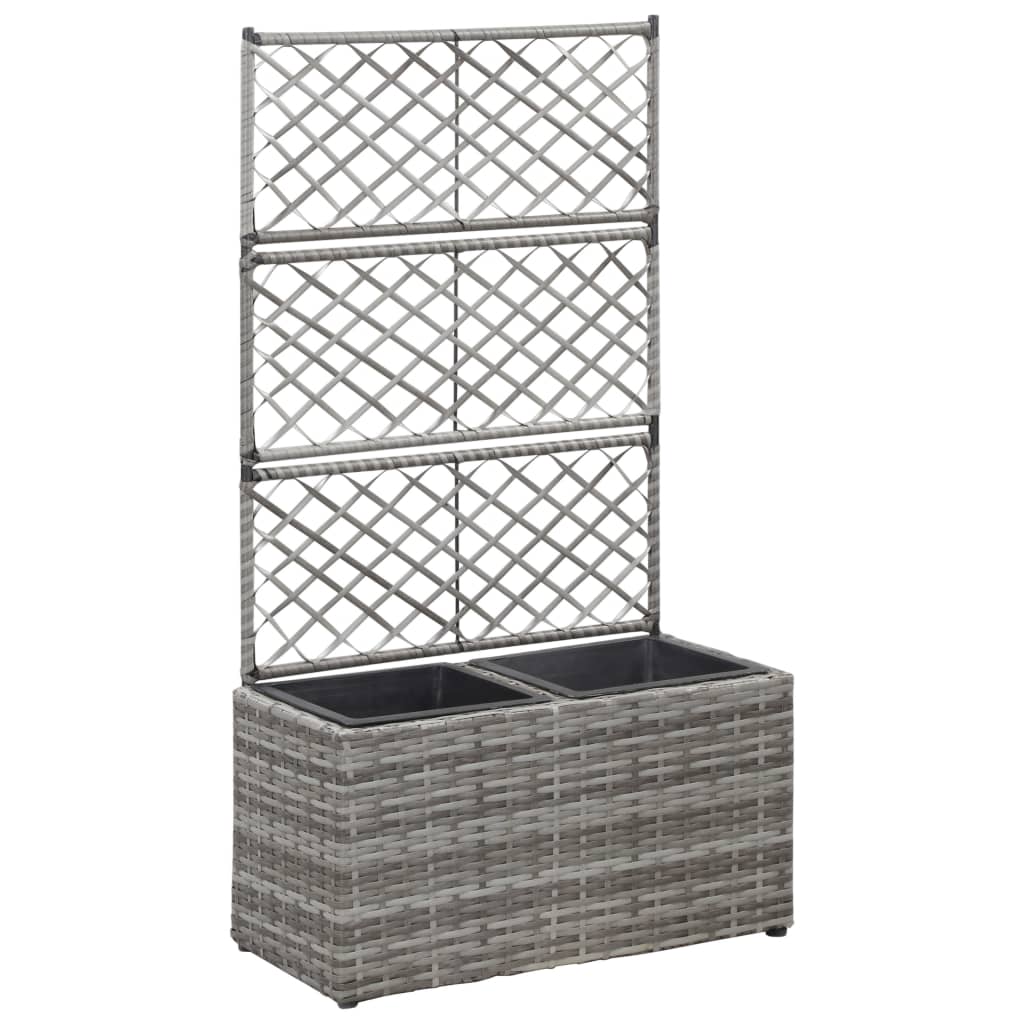 Høybed med espalier 2 potter 58x30x107 cm polyrotting grå