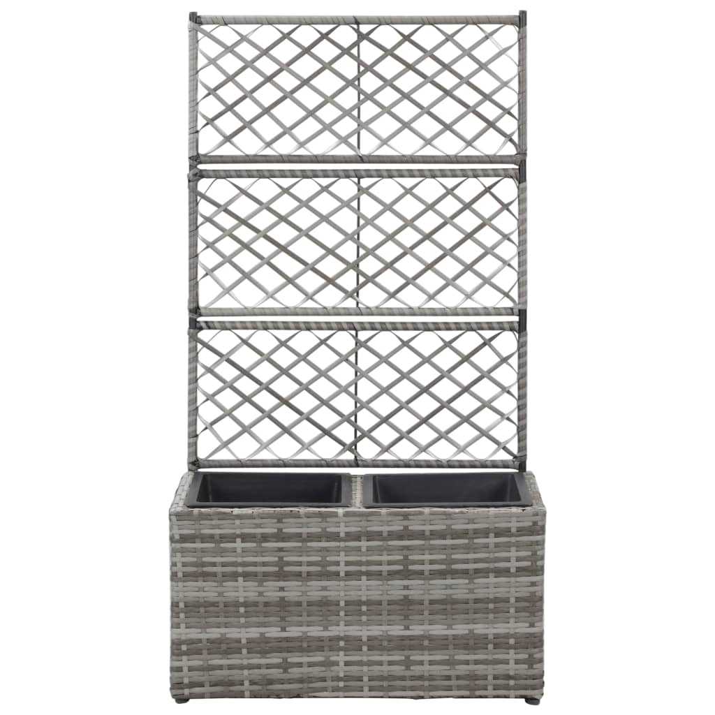 Høybed med espalier 2 potter 58x30x107 cm polyrotting grå