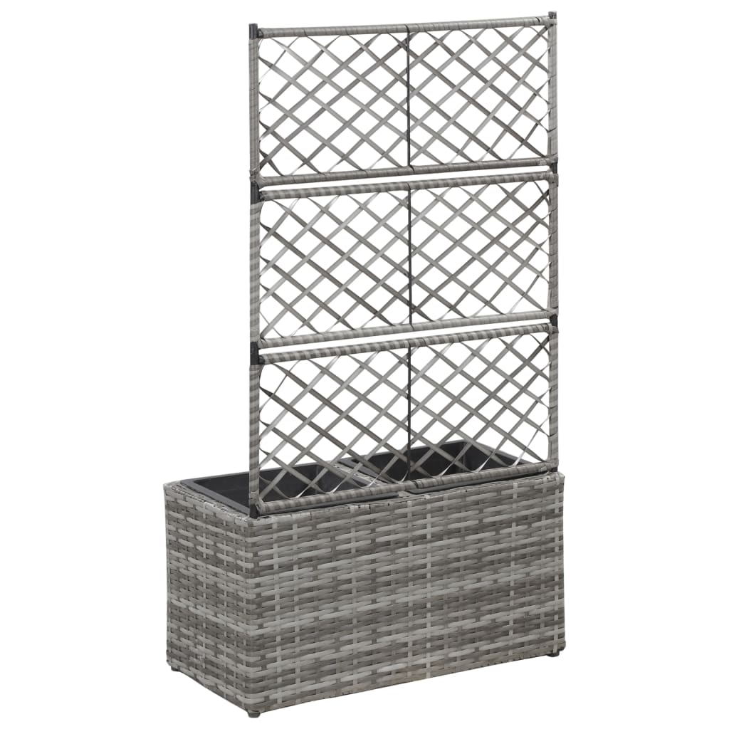 Høybed med espalier 2 potter 58x30x107 cm polyrotting grå