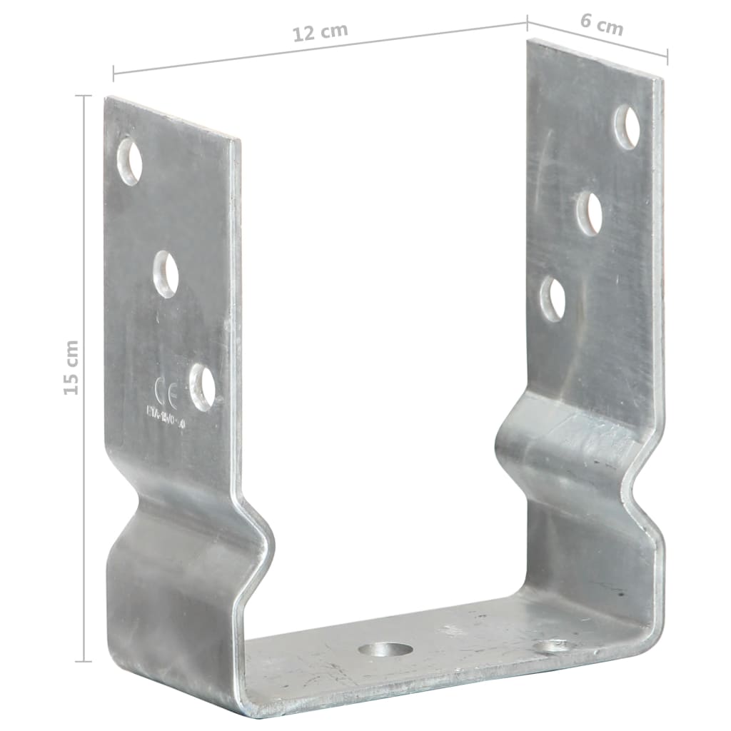 Jordspyd for gjerde 12 stk sølv 12x6x15 cm galvanisert stål vidaXL