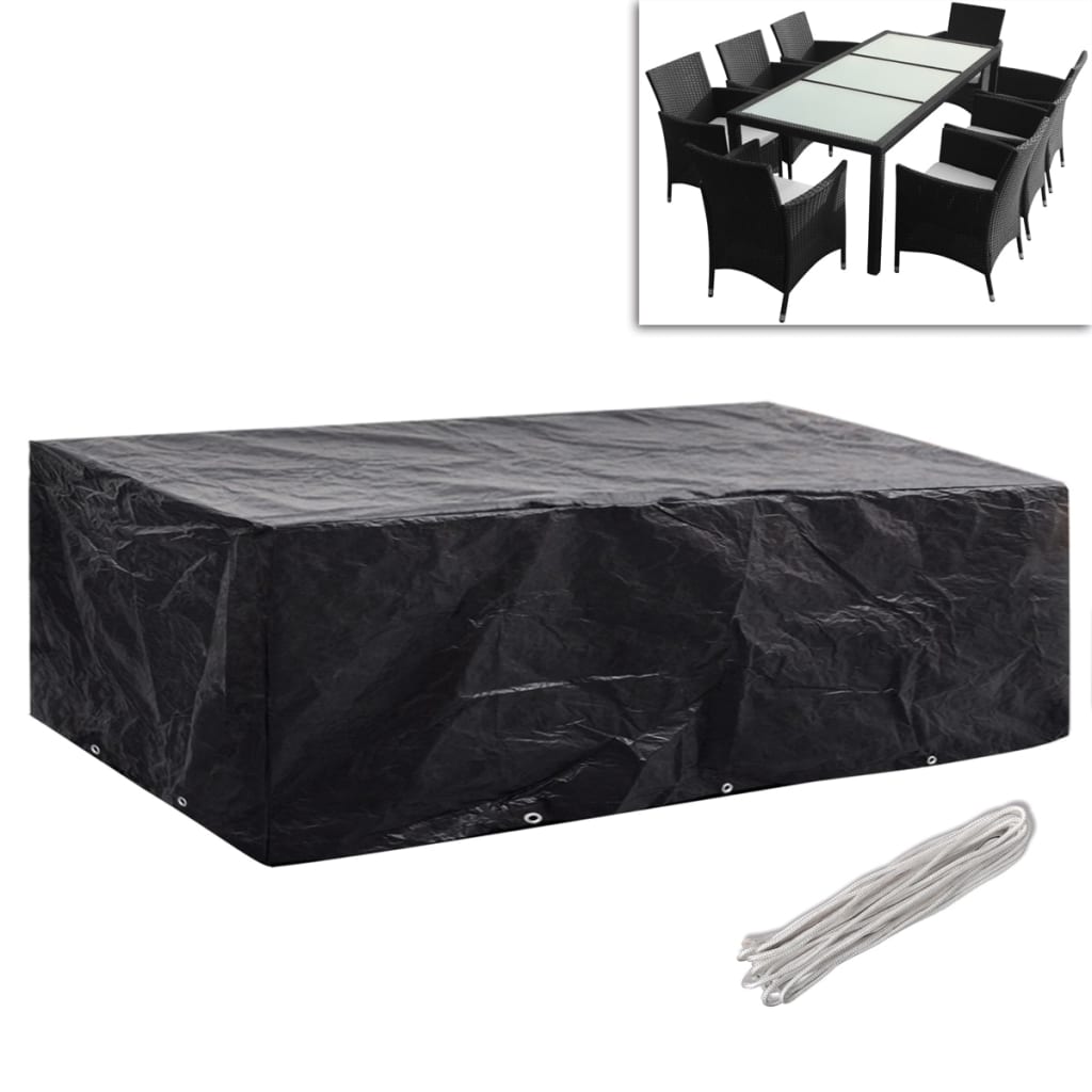 Hagemøbeltrekk 2 stk 8 personer polyrotting 10 maljer 300x140cm vidaXL