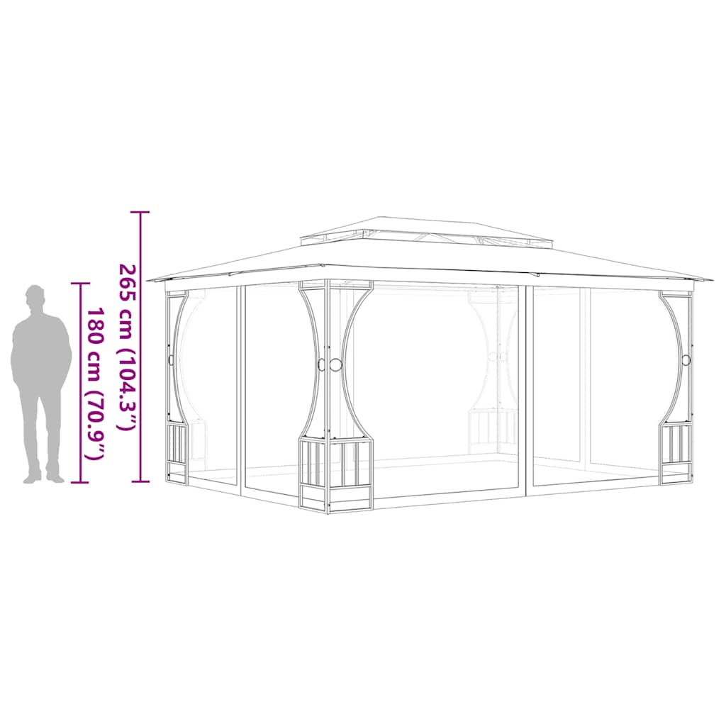 Paviljong med nett 300x400x265 m kremhvit