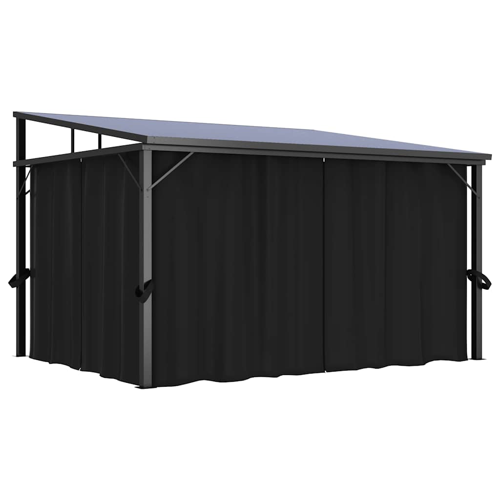 Paviljong med gardin 405x294x244 cm antrasitt