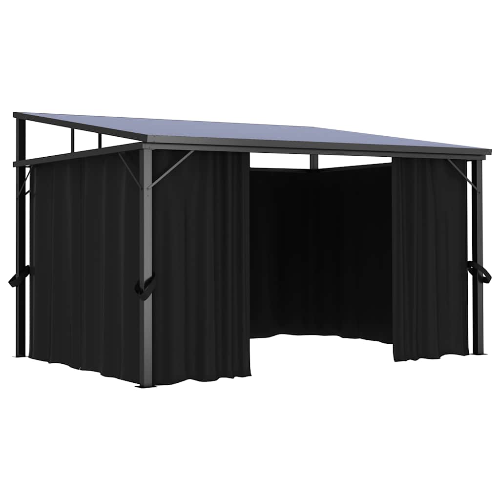 Paviljong med gardin 405x294x244 cm antrasitt