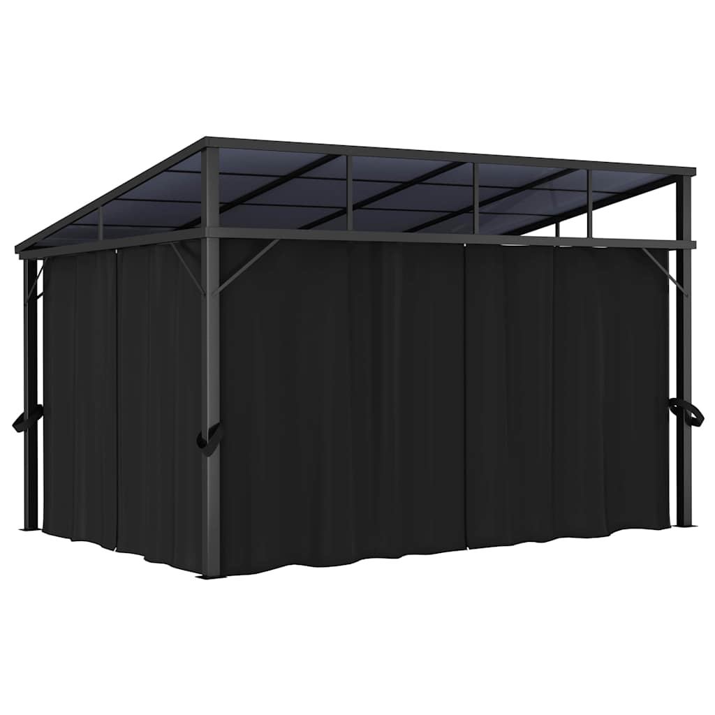Paviljong med gardin 405x294x244 cm antrasitt