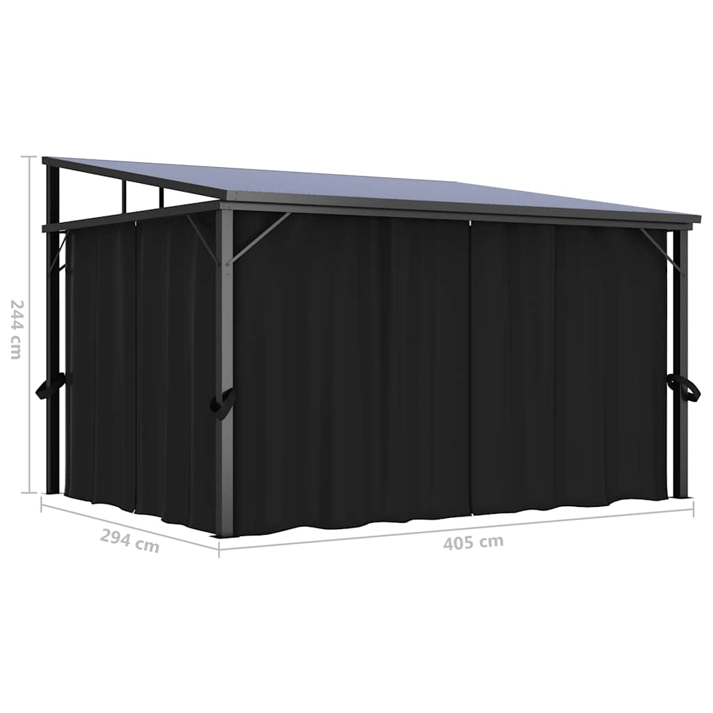 Paviljong med gardin 405x294x244 cm antrasitt
