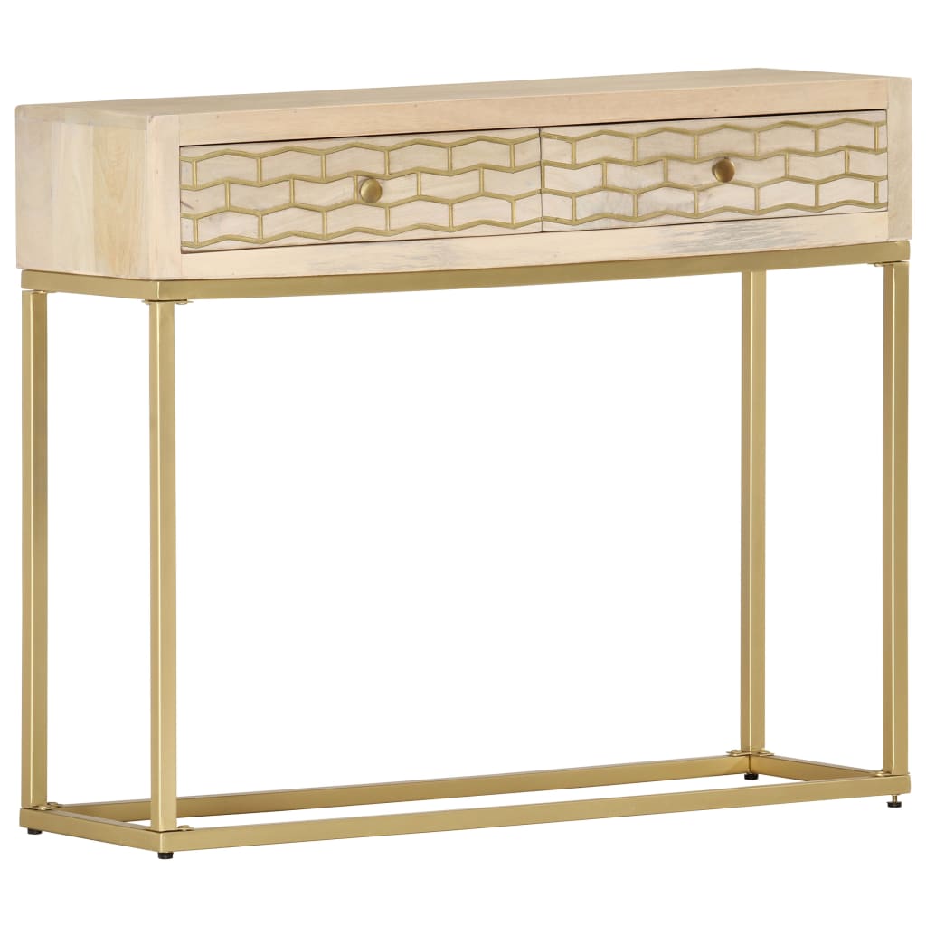 Konsollbord gull 90x30x75 cm heltre mango