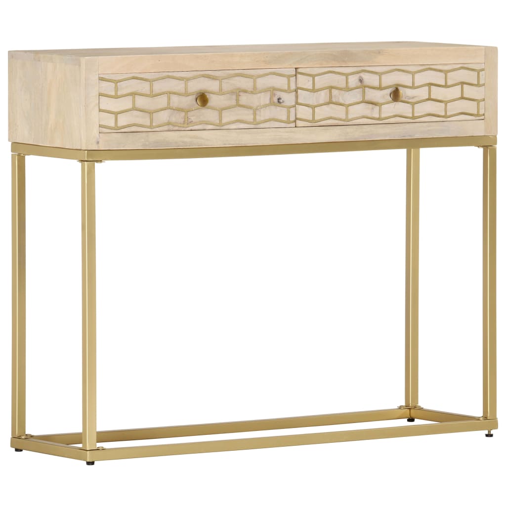 Konsollbord gull 90x30x75 cm heltre mango