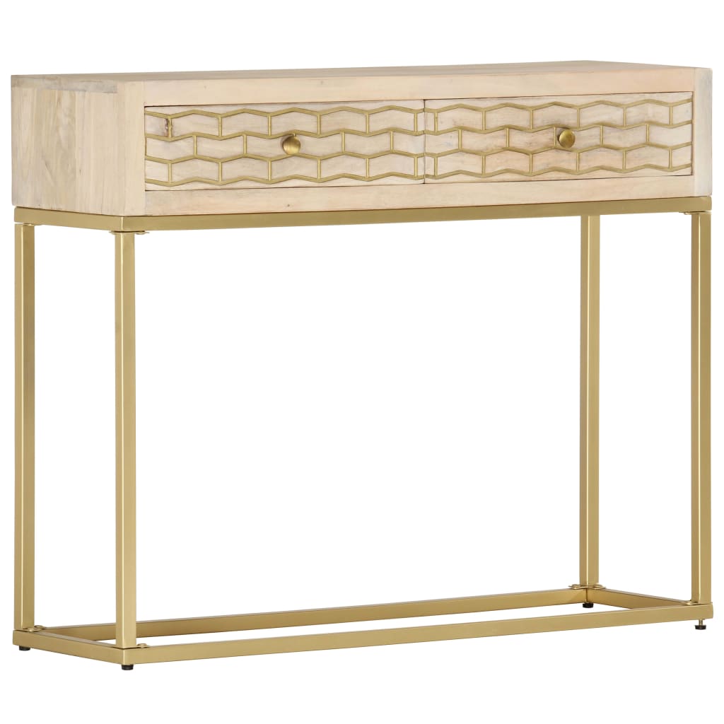 Konsollbord gull 90x30x75 cm heltre mango