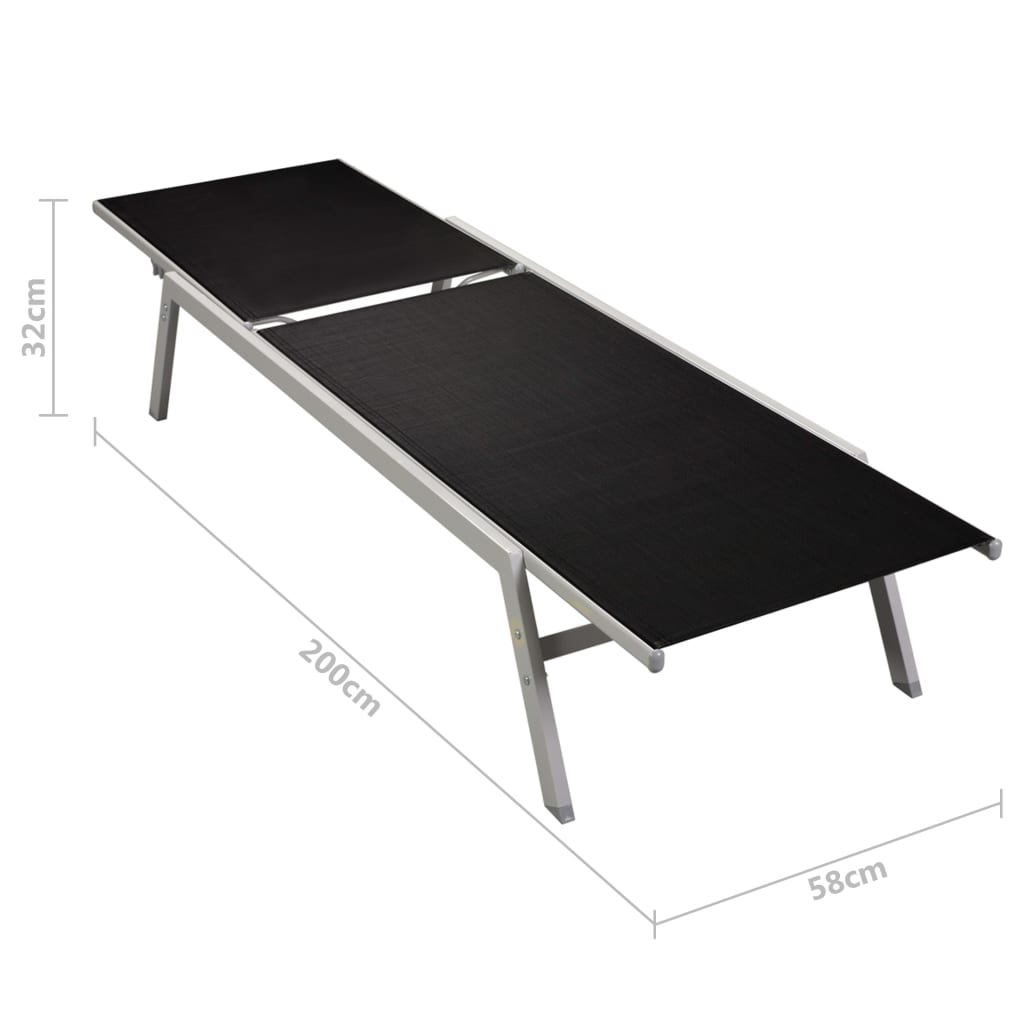 Solsenger 2 stk med bord stål og textilene svart vidaXL
