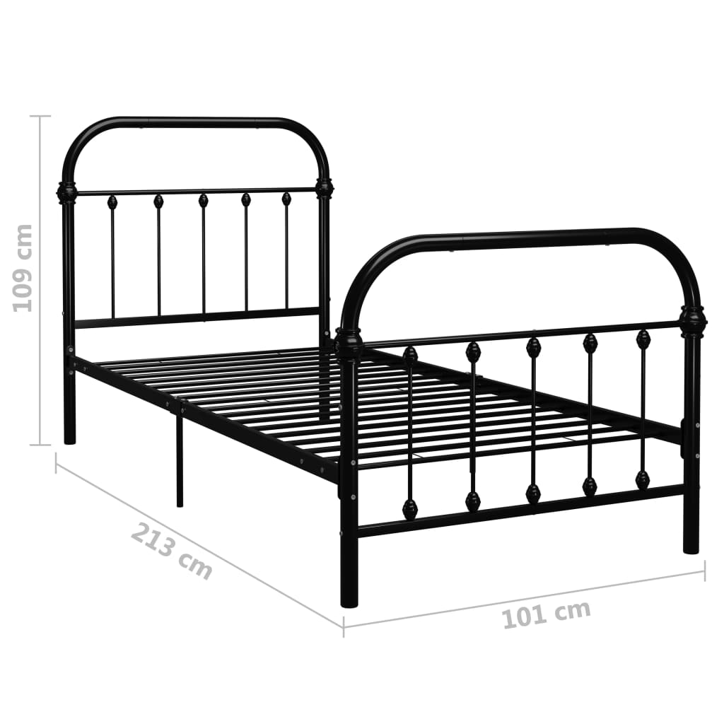 Sengeramme svart metall 90x200 cm