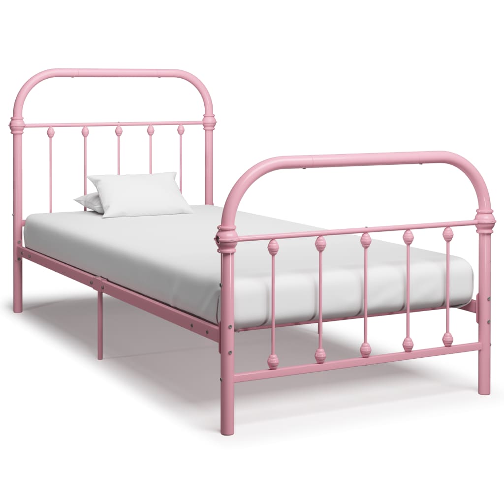 Sengeramme rosa metall 90x200 cm