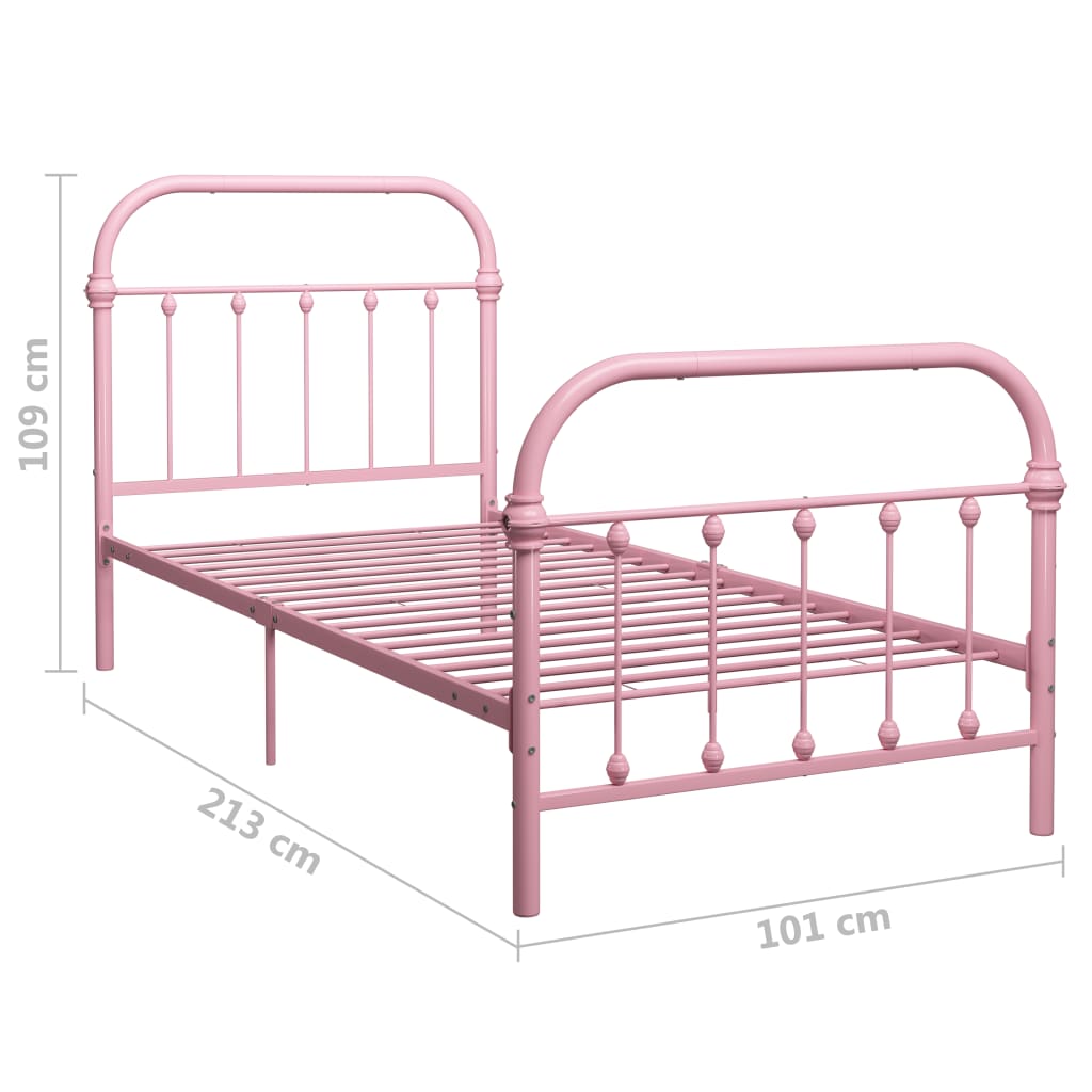 Sengeramme rosa metall 90x200 cm