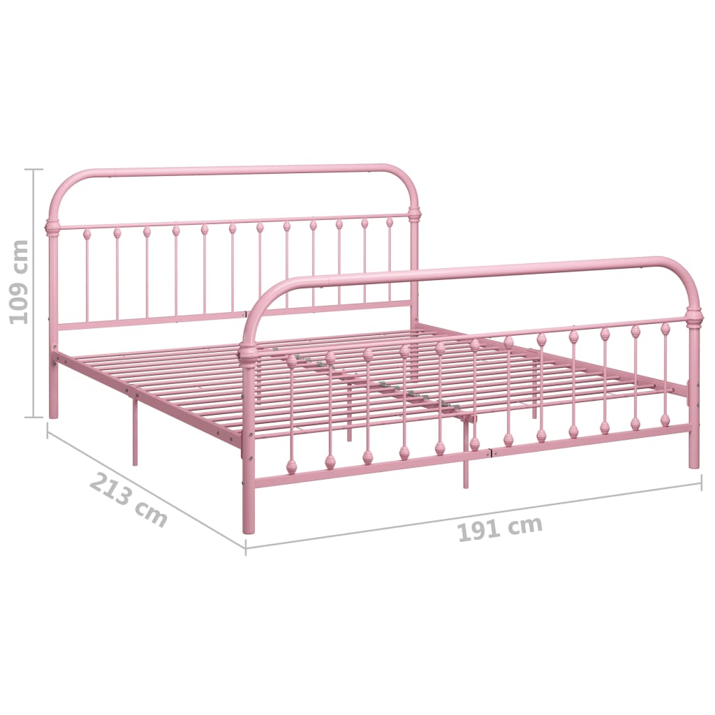Sengeramme rosa metall 180x200 cm