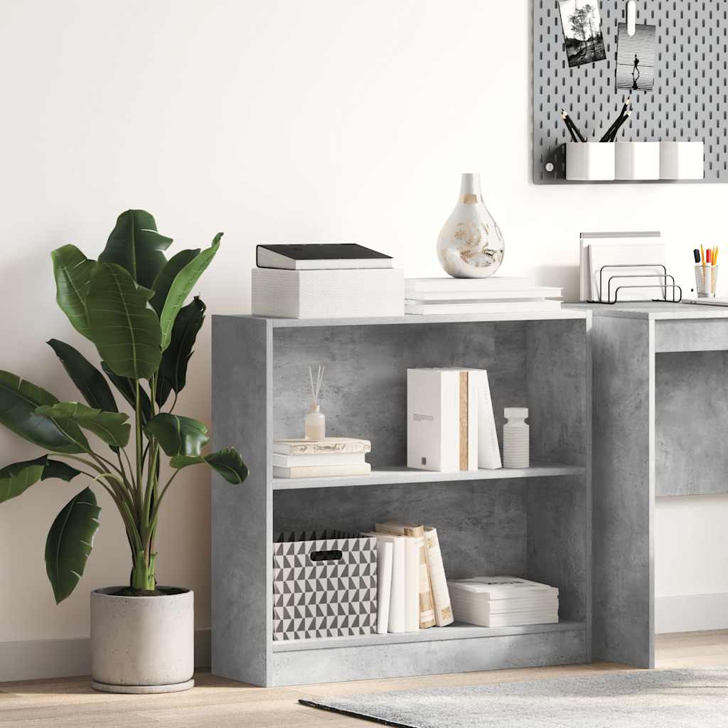 Bokhylle betonggrå 80x24x75 cm konstruert tre