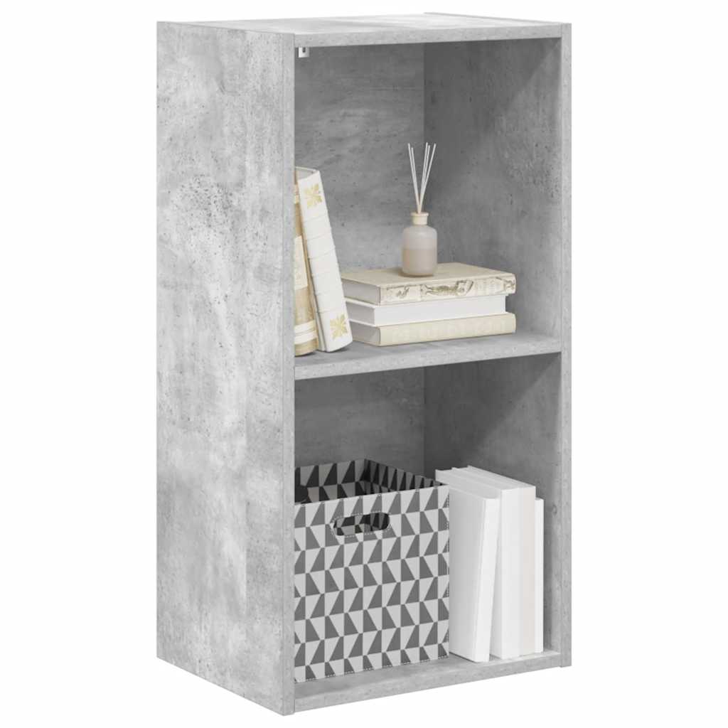 Bokhylle 2 nivåer betonggrå 40x30x76,5 cm konstruert tre