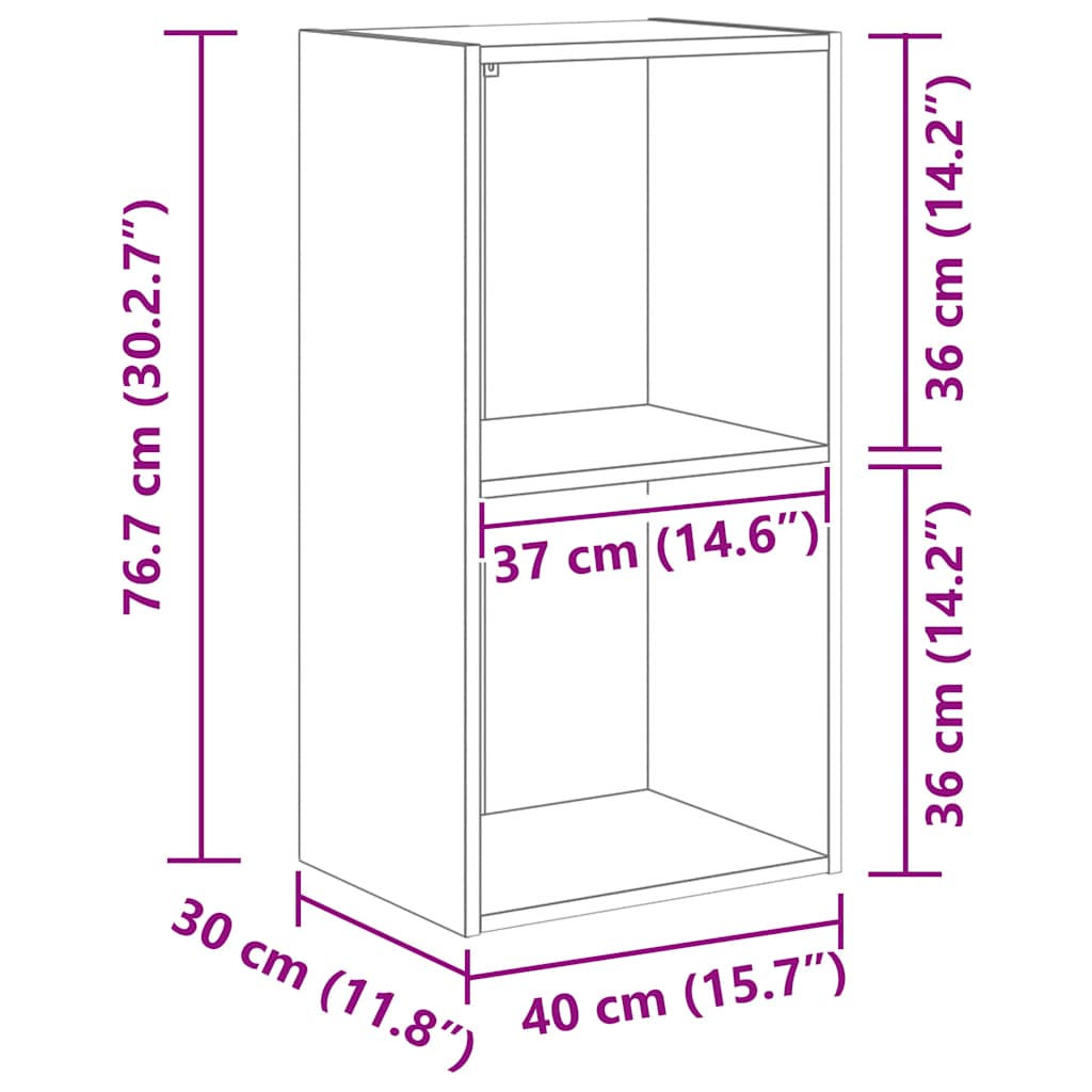 Bokhylle 2 nivåer betonggrå 40x30x76,5 cm konstruert tre