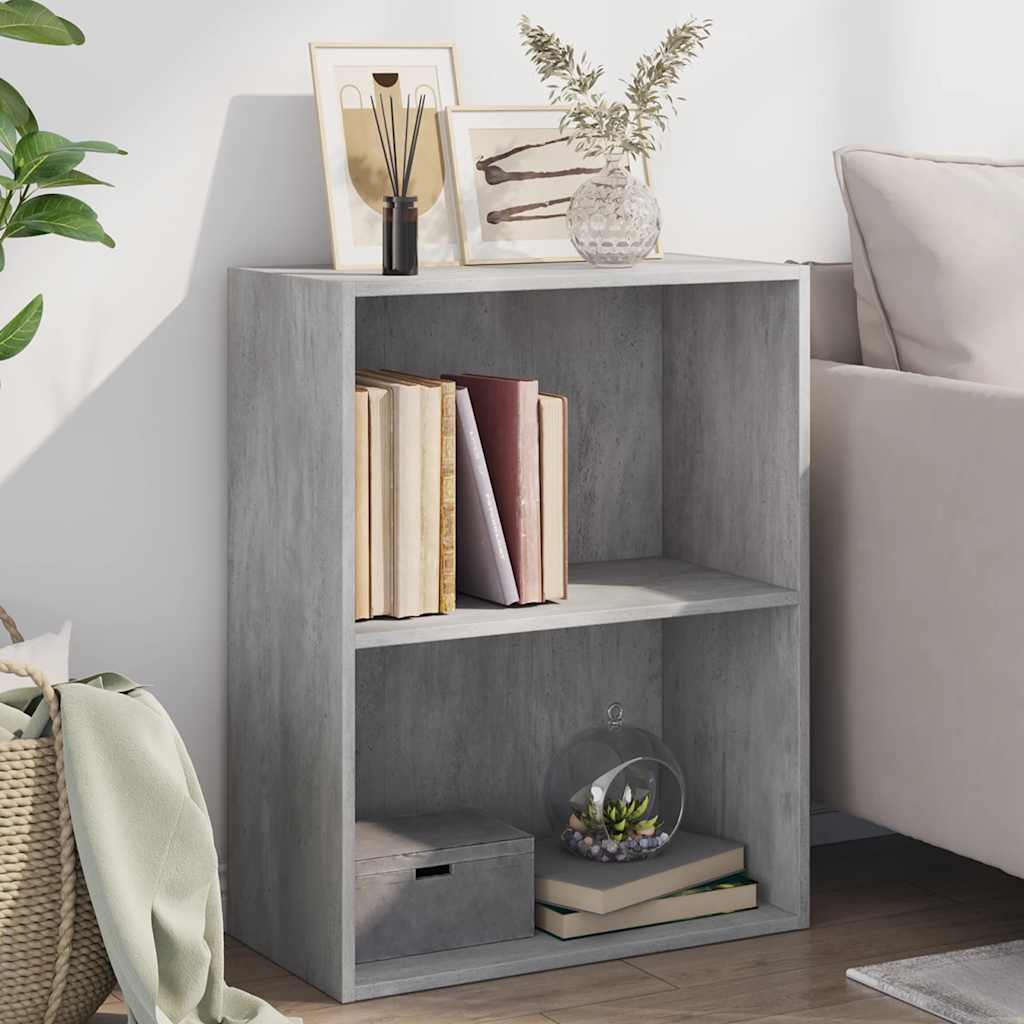 Bokhylle 2 nivåer betonggrå 60x30x76,5 cm konstruert tre