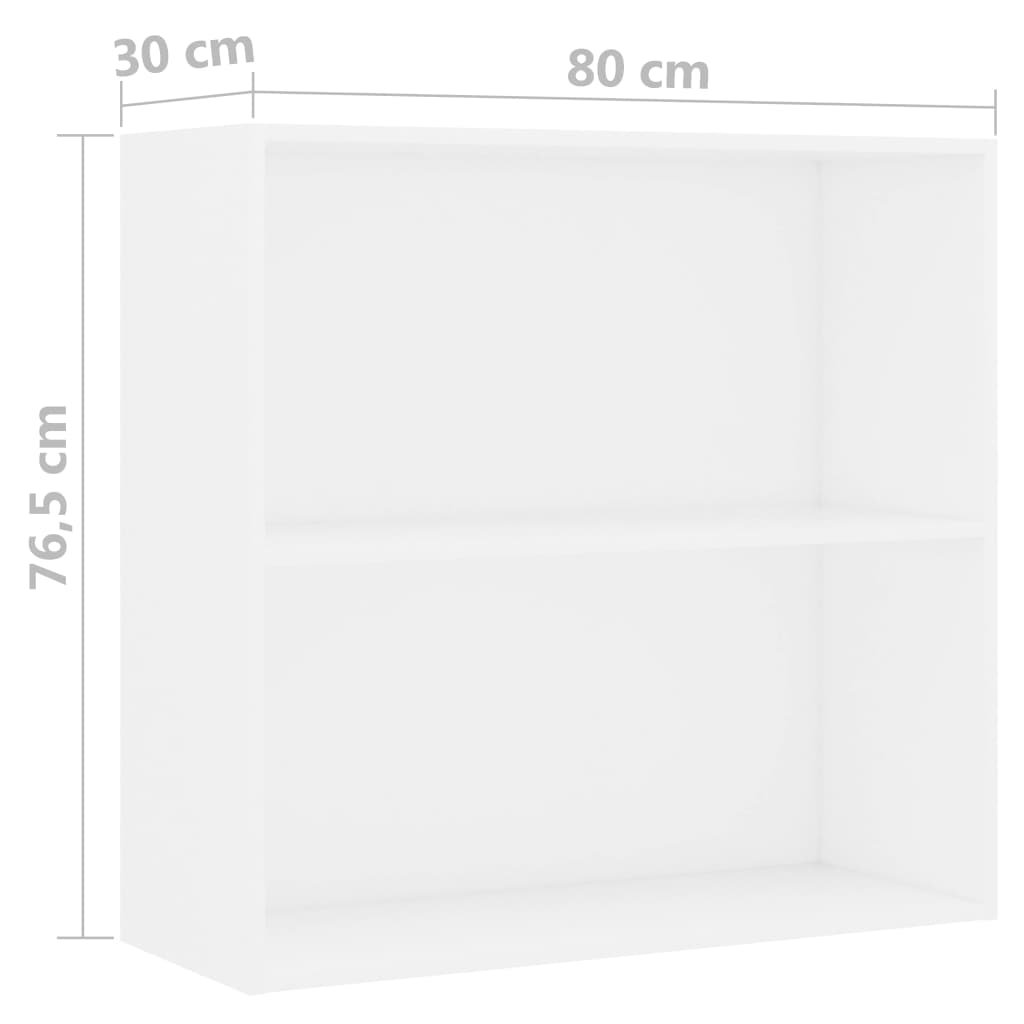 Bokhylle hvit 80x30x76,5 cm konstruert tre